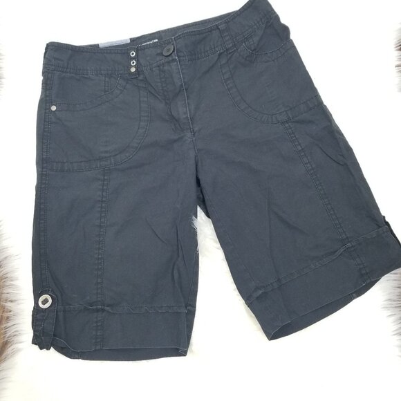 💕AN Sport | Black Bermuda Shorts Multi Pockets 2 Cotton - Picture 1 of 10